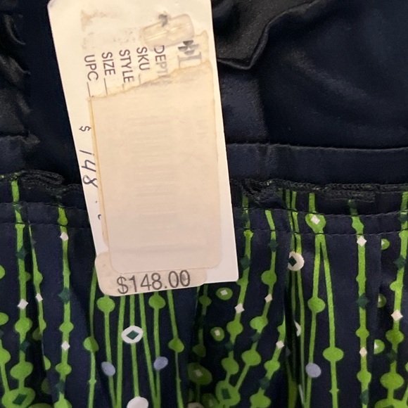 NWT Silk Gianni Bini Green and Navy Dress 12 Originally $148 - Picture 2 of 9